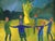 Mid-Century Modern 'Circle of Light' Vintage Original Figurative Landscape Oil Painting, Framed For Sale - Image 11 of 13