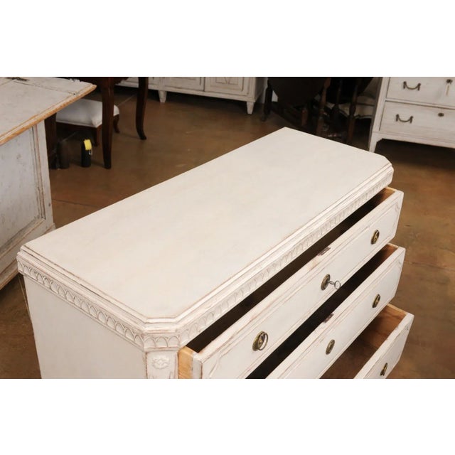 Swedish Gustavian Style 1850s Painted Wood Chests with Carved Motifs - A Pair For Sale - Image 10 of 12