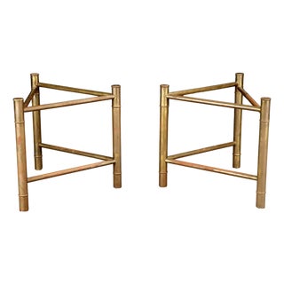 Mastercraft Patinated Brass Faux Bamboo Dining Table / Desk Bases, 1970s For Sale