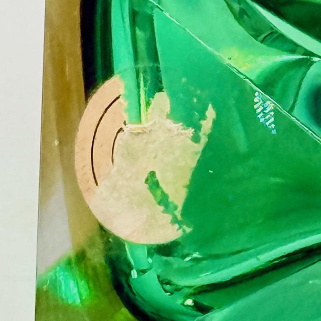 Glass Geometric Emerald Green Murano Glass Sommerso Vase by Flavio Poli, Italy, 1970s For Sale - Image 7 of 12