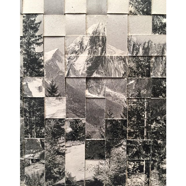 Early 21st Century Chamonix -Le Mont Blanc - Unique Hand Cut and Woven Vintage Photo Postcards, Framed For Sale - Image 5 of 5