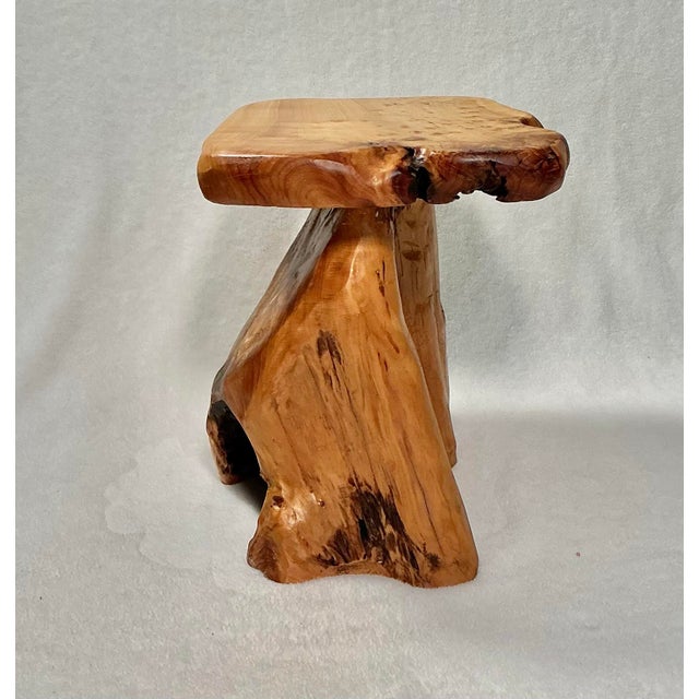 Late 20th Century Birdseye Maple Natural Tree Stump Side Accent Table For Sale - Image 5 of 12