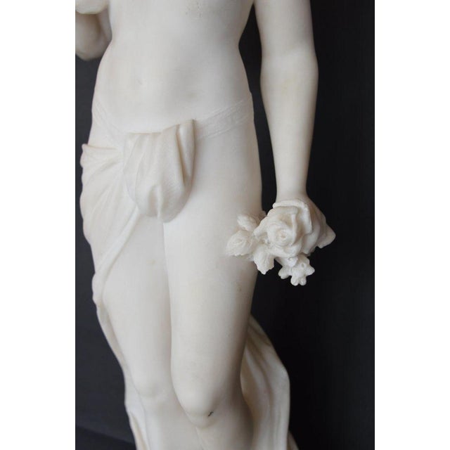 Figurative Late 19th Century Italian Carrara Marble Statue of a Young Lady. For Sale - Image 3 of 16