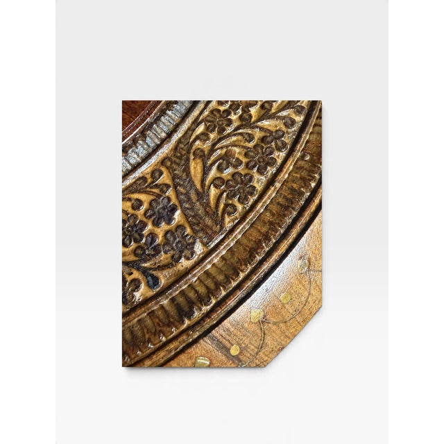 Hand Carved Anglo Indian Hoshiarpur Folding Table, 1950 For Sale - Image 4 of 8