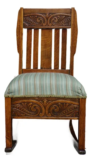 Antique Arts & Crafts Art Nouveau Mission Solid Oak Rocker Rocking Chair