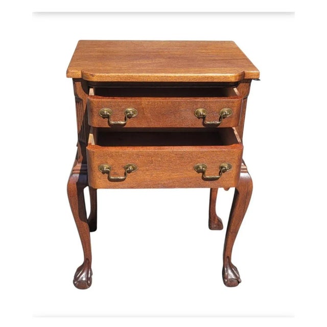 1940s Vintage George III Style Genuine Mahogany Two Drawer Side Table, Circa 1940s For Sale - Image 5 of 10