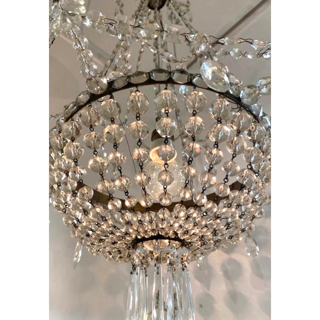 Metal Early 20th Century French Iron and Crystal Chandelier For Sale - Image 7 of 12