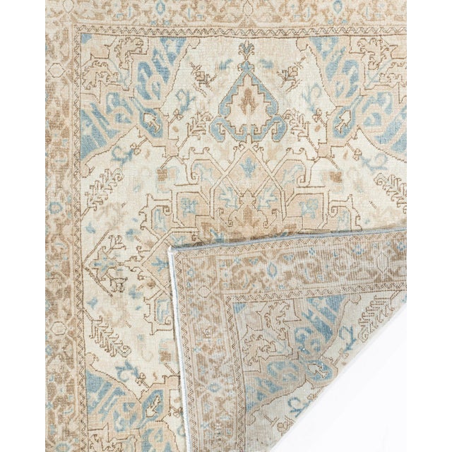 White Antique Ivory Heriz Area Rug, 3'7 X 4'5 For Sale - Image 8 of 11