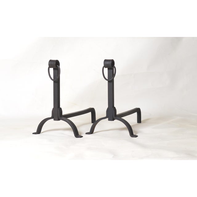 Black Vintage Black Iron Fireplace Andirons, 1950s For Sale - Image 8 of 8