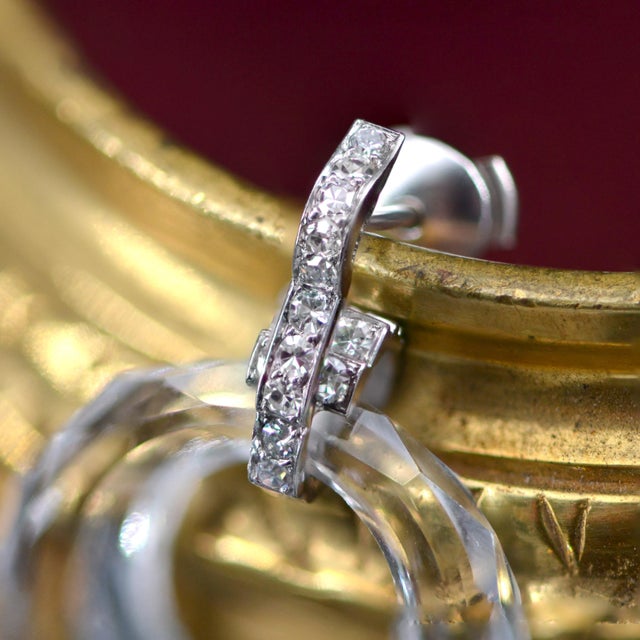 1930s Art Deco Rock Crystal Diamonds 18 Karat White Gold Dangle ...