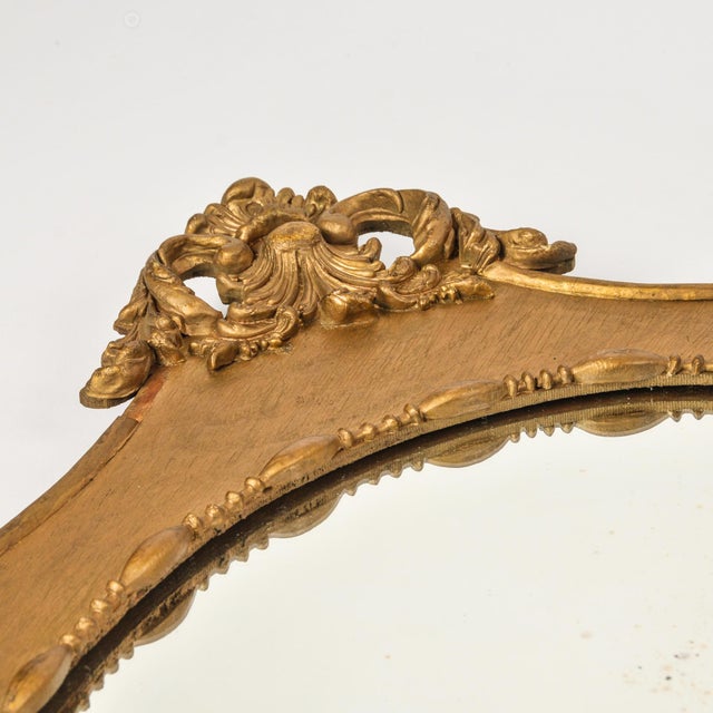 Antique Gold Gilt Wood Mirror With Ornate Corners For Sale - Image 9 of 13