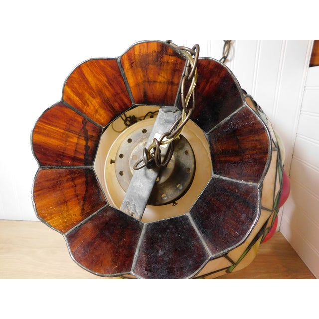 Vintage Slag Glass Pendant Light Fruit Motif For Sale - Image 14 of 17