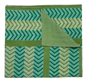 Chevron Hand Stitched Quilt, Queen - Green