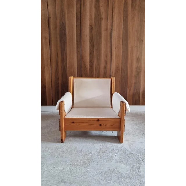Mid-Century Swedish Brutalist Lounge Chair in Solid Pine, 1970s For Sale - Image 9 of 17