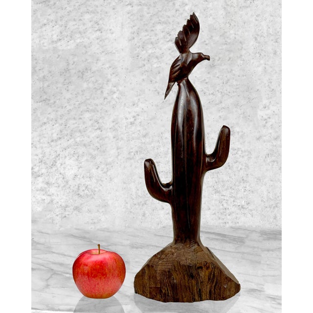 Vintage Southwestern Carved Ironwood Bird and Cactus Sculpture, c. Mid 20th Century - Pairs Nicely with Many Traditional &...