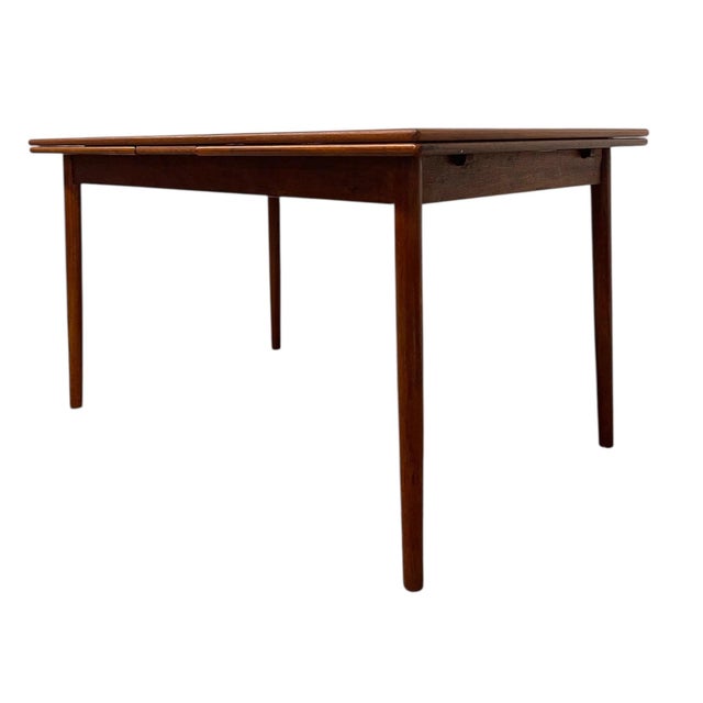 Brown Vintage Danish Mid-Century Modern Extendable Dining Table With Slide-Out Leaves For Sale - Image 8 of 13