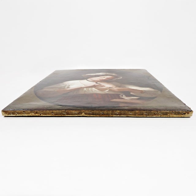 Wood Mid-19th-Century French School Genre Painting, "Feeding the Bird" Evoking the Tradition of Greuze For Sale - Image 7 of 18