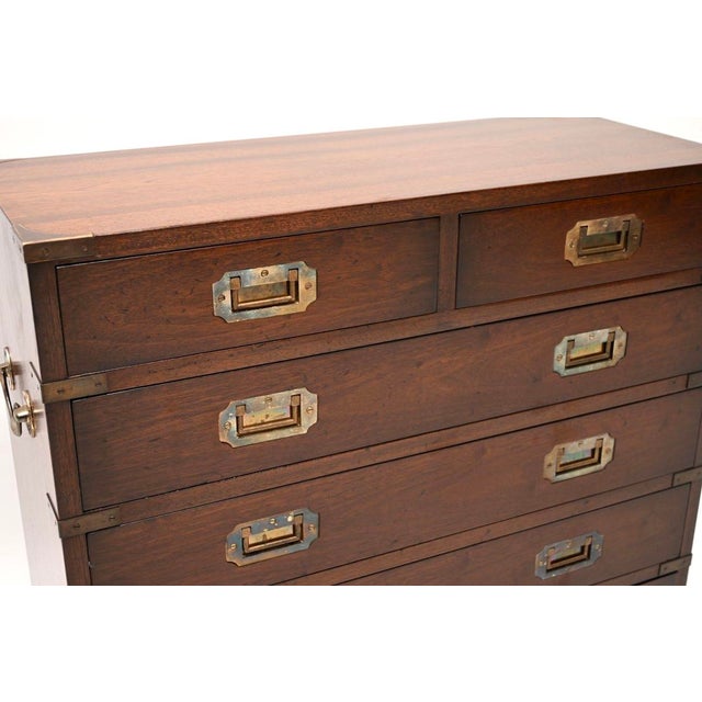 Wood Antique Military Campaign Chest of Drawers, 1930 For Sale - Image 7 of 11