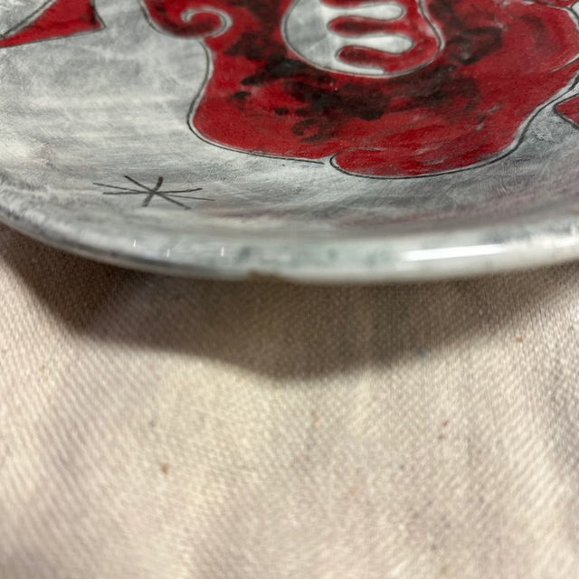1950s Italian Vintage Pottery Red Horse Platter Mid Century Fanciullacci Style For Sale - Image 5 of 9