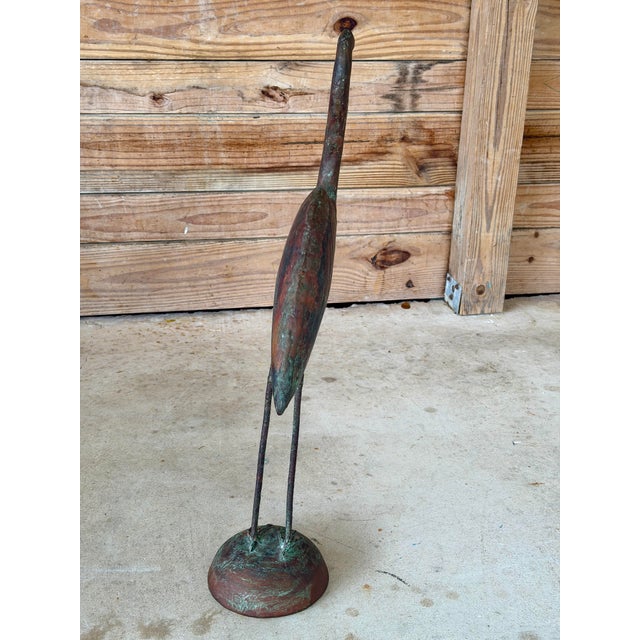 Verdigris Vintage Handcrafted Copper Heron Sculpture With Verdigris Patina For Sale - Image 8 of 11