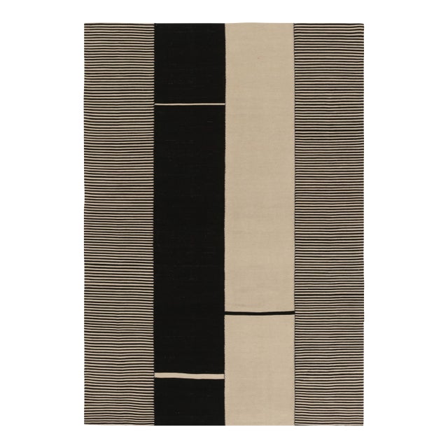 Rug & Kilim’s Contemporary Kilim in Cream and Black Tones For Sale