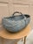 Early 20th Century American Splint Oak Pale Blue Gathering Basket For Sale - Image 4 of 11
