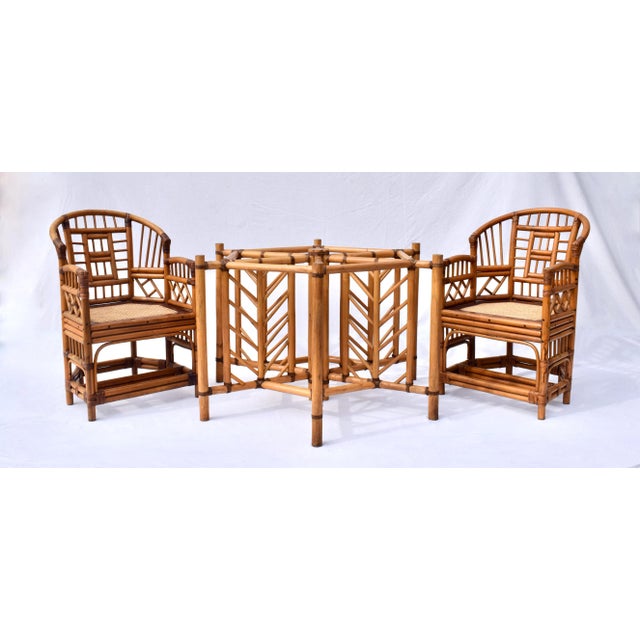 Amber 1960's McGuire Hexagon Rattan Coastal Dining Table Base For Sale - Image 8 of 11