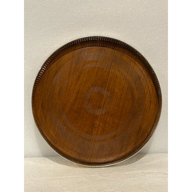 American George Washington Mahogany and Silverplated Round Tray For Sale - Image 3 of 4