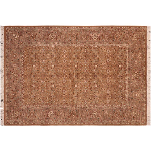 Brown Floral 1990's Pak-Persian Gold/Brown Wool Rug - 6'0'' X 9'0'' For Sale - Image 8 of 9