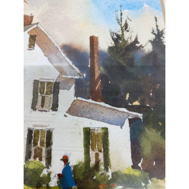 Mid 20th Century Mid 20th Century Original Watercolor Painting by Lowell Ellsworth Smith – Ohio Farmhouse Scene (Possibly Hudson, Oh) For Sale - Image 5 of 16