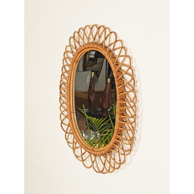 Large Oval Mirror in Bamboo, Rattan and Wicker by Franco Albini, Italy, 1970s For Sale - Image 9 of 11