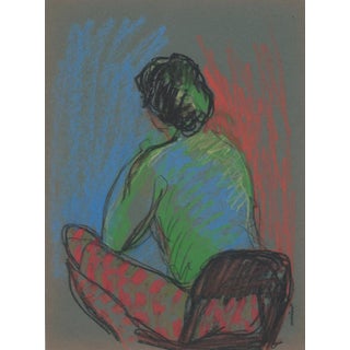 1960s Seated Figure Study Pastel For Sale