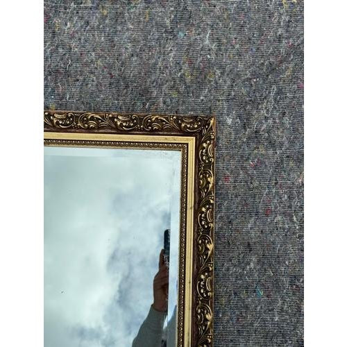 Large Vintage Gold Ornate Bevelled Mirror For Sale - Image 5 of 10