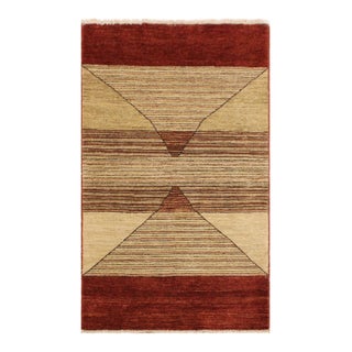 Abstract Gabbeh Beige/Red Wool Rug - 2'11'' X 5'1'' For Sale