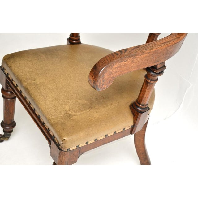 Antique Victorian Gothic Revival Oak Desk Chair, 1870s For Sale - Image 9 of 11
