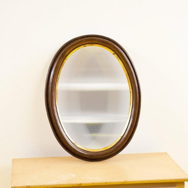 Oval Wooden Mirror, 1950s For Sale - Image 5 of 5
