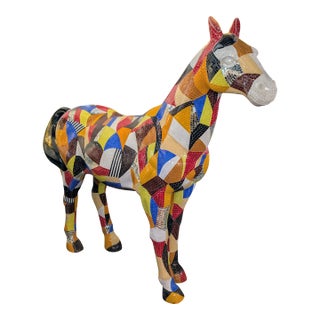 Life-Size Mosaic Tiled Multi-Colored Horse For Sale