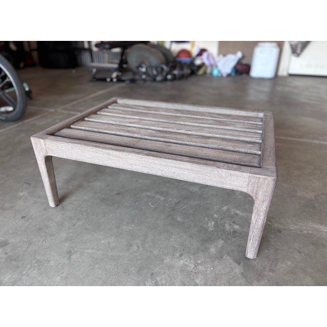 Brown Restoration Hardware Laurel Teak Ottoman For Sale - Image 8 of 8