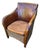 Safari Style Leather Club Chair with Wooden Frame and Woven Sides, 1970s For Sale