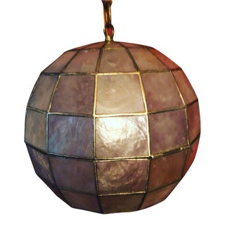 Mid-Century Capiz Shell Pendant Globe Light, Feldman Company, Los Angeles, 1960’s For Sale