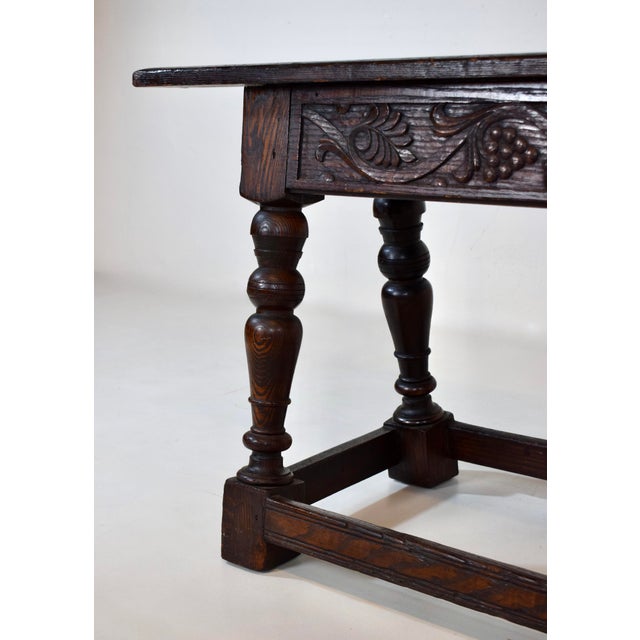 1920s English Jacobean Revival Style Oak Bench For Sale - Image 5 of 9