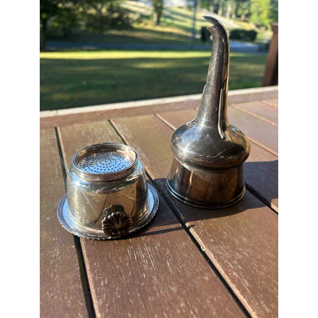 Metal Antique 19th Century English Georgian Sterling Silver Wine Funnel and Strainer, Shell Motif, With London Hallmarks For Sale - Image 7 of 12