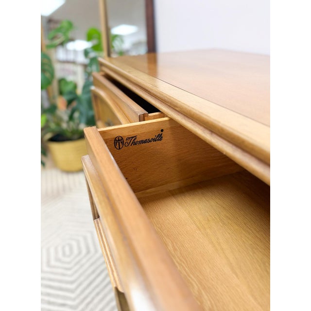 Vintage Thomasville 9 Drawer Dresser Walnut W/ Glass Top For Sale - Image 16 of 16