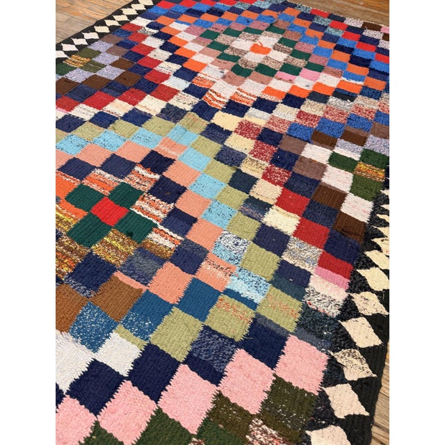 1940s Diamond Colorful Tribal Antique Handwoven Turkish Kilim Rug 4'8" X 9'6" For Sale In New York - Image 6 of 6