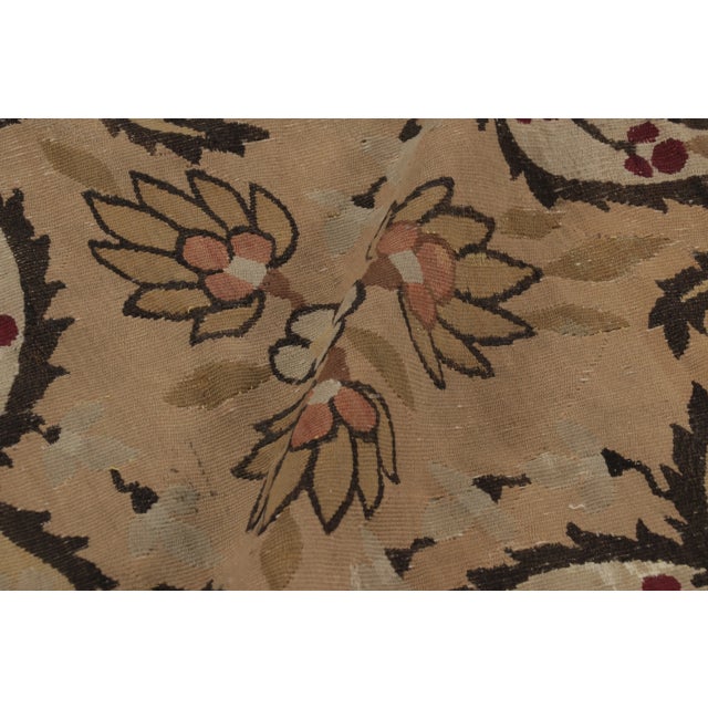 Textile Antique Bessarabian Square Tapestry in Red & Brown Floral Patterns- Rug & Kilim For Sale - Image 7 of 10