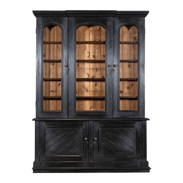 Large 19th Century English Ebonised Oak Glazed Bookcase, 1880s For Sale - Image 17 of 17