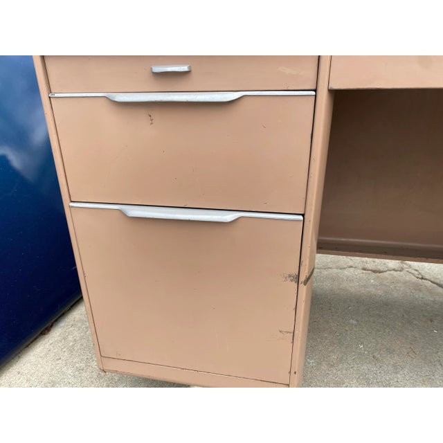 General Fireproofing Company Vintage General Fireproofing Company Metal Tanker Desk For Sale - Image 4 of 13