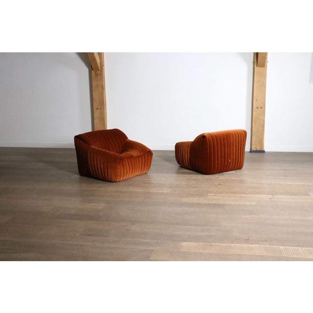 1960s Sandra Lounge Chairs in Velvet by Annie Hieronimus for Cinna, France, 1970s, Set of 2 For Sale - Image 5 of 11