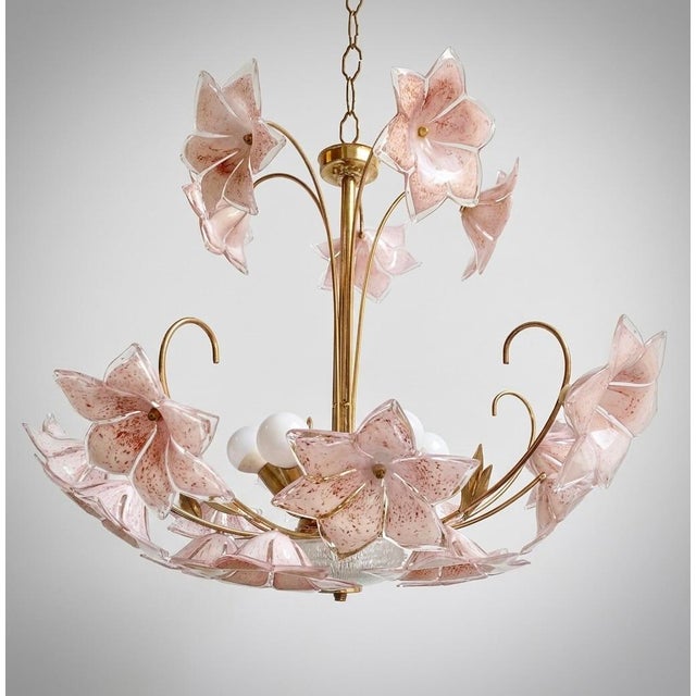 Metal Large Exquisite Mid-Century Murano Glass Floral Chandelier, 1970s For Sale - Image 7 of 7