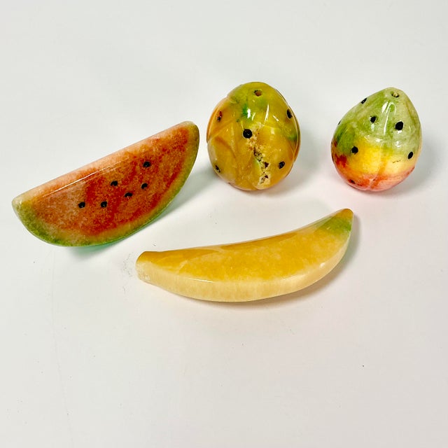 Mid-Century Italian Boho Chic Hand Carved Marble Fruit - Set of 4. For Sale - Image 10 of 11